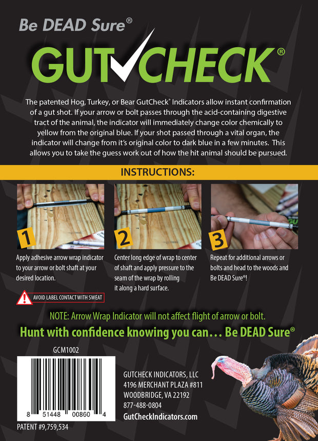 Gutcheck® Indicators Hog, Turkey, Bear Arrow Wrap Indicator
