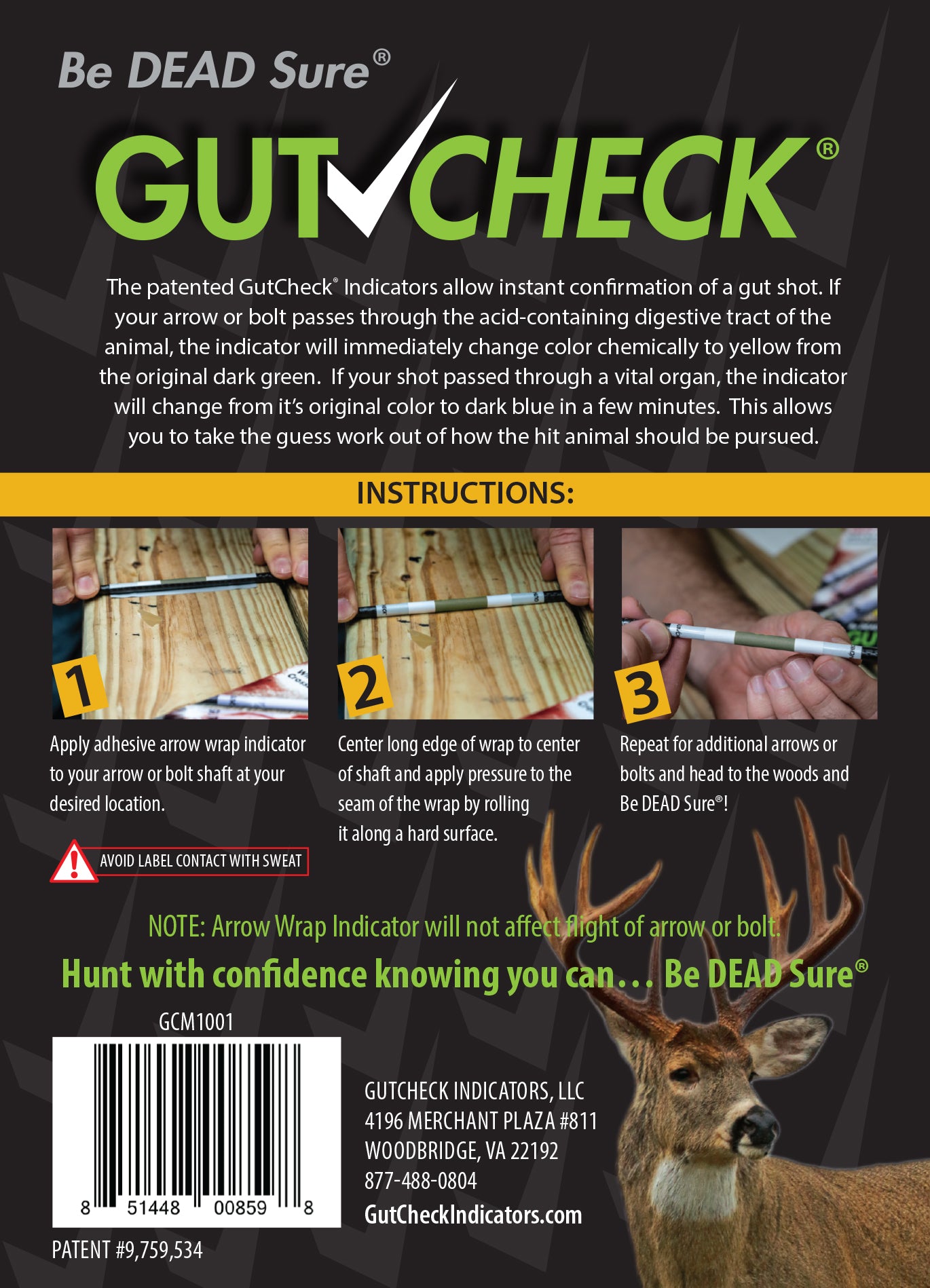 Gutcheck® Indicators Whitetail, Mule Deer, Elk, Moose Arrow Wrap + Wipe Bundle includes FREE Shipping